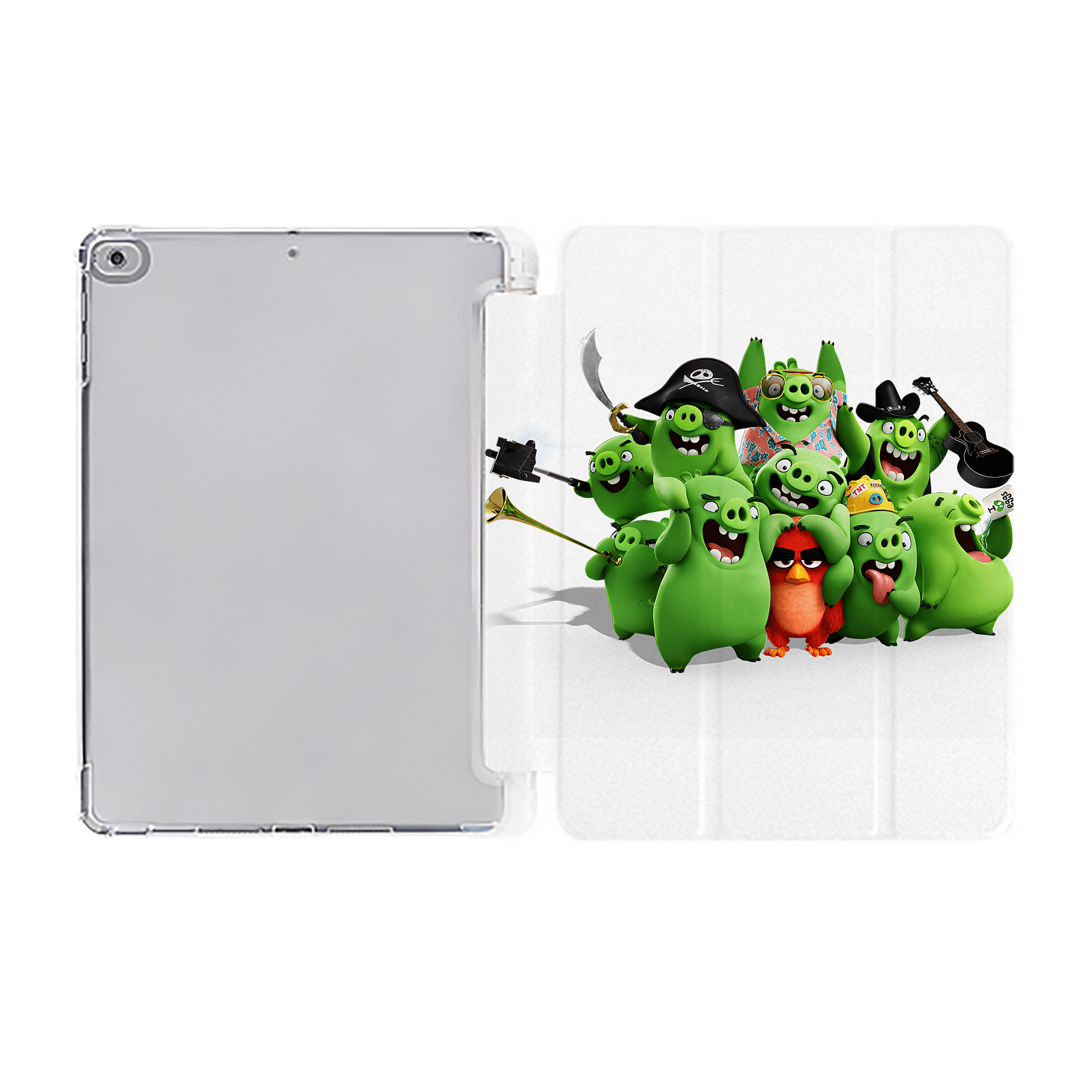 （画像用） Angry Birds アングリーバード IPad ケース ペン収納付き 三つ折りスタンド PUレザー×シリコン 対応機種9.5/10.5/10.9インチ